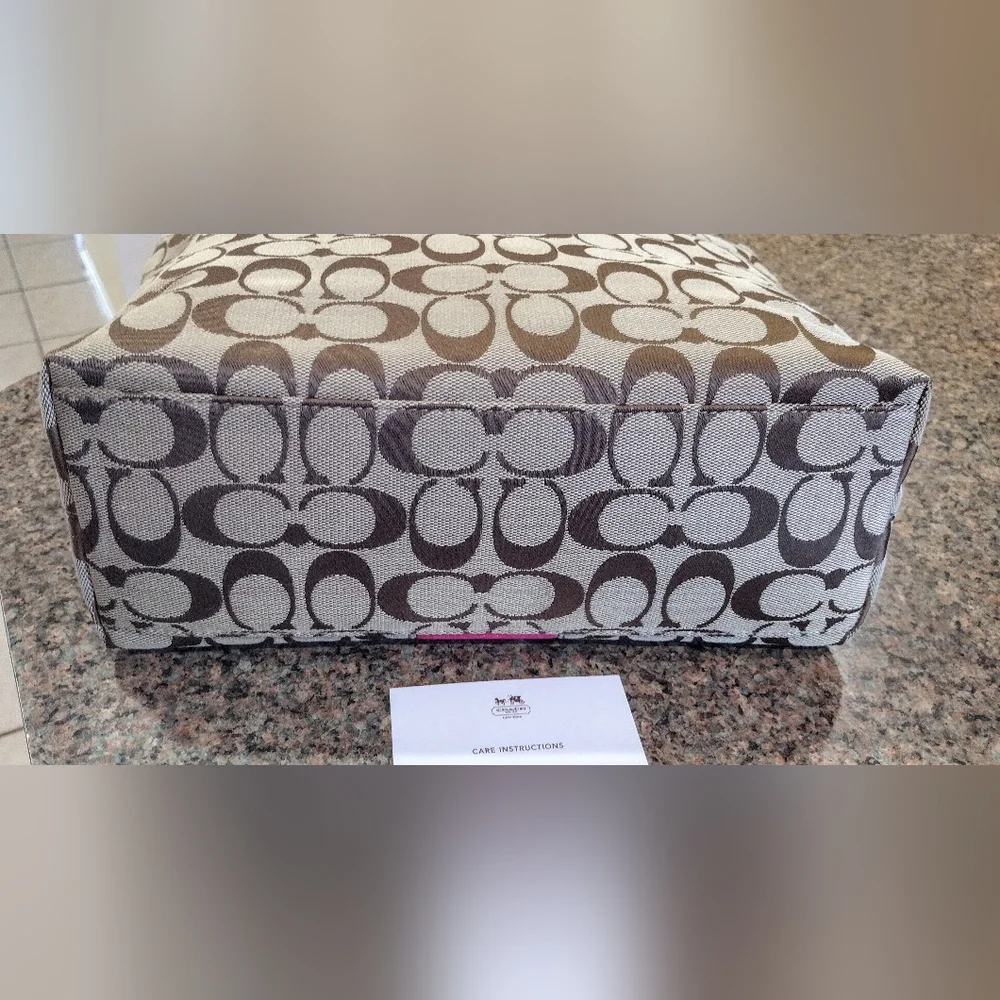 NWT Coach Signature Stripe 12 CM Tote